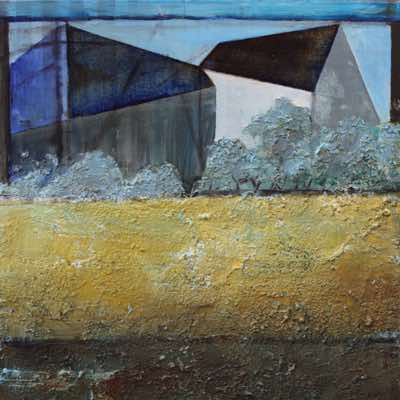 Angela Fewer - The Yellow Field - Acrylic and Plaster on Board - 30 x 30 cms. - € 750