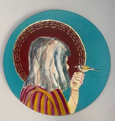 Mary Galvin - Be a good girl - acrylic on wood - 30 cm tondo - €750