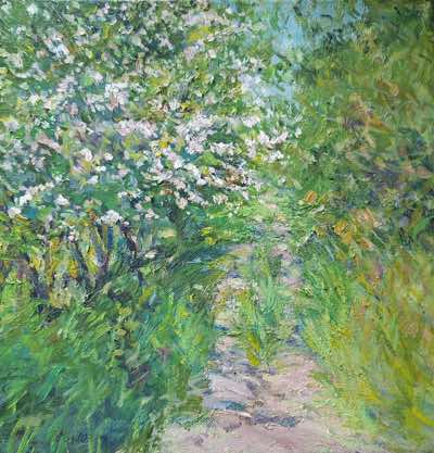 Fiona Power - Hawthorn Boreen - oil on canvas - 38 x 38 cm - €700
