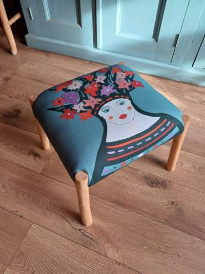 Alison Ospina - Haxel Stool with Joanna Kaminska Textile - €375