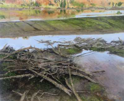 Janet Murran -In an inch of Spring sun- 60 x 75 cm - acrylic on wood panel - €2500