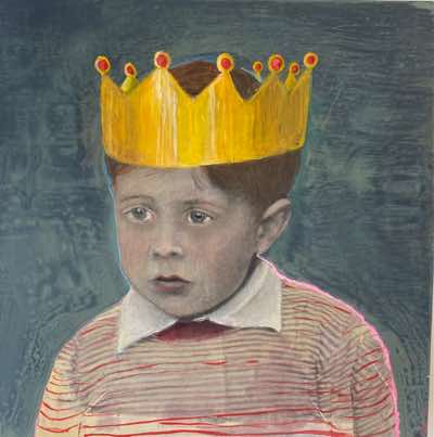 Mary Galvin - Little Emperor - mixed media on wood - 30 x 30 cm  - €750