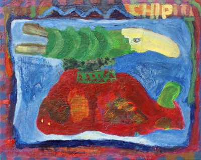 Catherine Weld - Dinner Date Chip - acrylic on board - 20 x 25 cm - €290