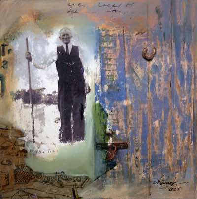 Dick Richards - Blue Door Reverie- mixed media on canvas - 20 x 20 cm - €105