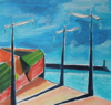 GILL GOOD - Dockland - oil on paper - 44 x 44 cm - €395