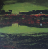 JANET MURRAN - The Green, Green Grass of Home - charcoal & acrylic on panel - 20 x 20 cm - €295