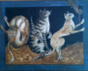 LYNDA MILLER - BAKER - Medieval Cats - egg tempera on wood - 31 x 27 cm - €450