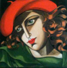 LYNDA MILLER - BAKER - Red Hat - egg tempera on wood - 35 x 33 cm - €600