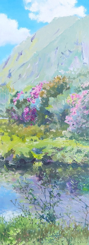 DAMARIS LYSAGHT - Invasive Alien Species - Rhododendron - oil on panel - 40 x 15 cm - €625