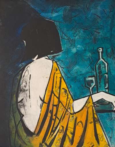 Ayelet Lalor - Melancholy 1 , 1/2 edition - framed carborundum - 47 x 37 cm - €350