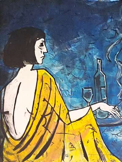 Ayelet Lalor - Melancholy 3 - framed carborundum - 47 x 37 cm - €350