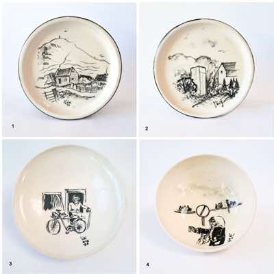 Eve & Brian Lalor - Four Handpainted stoneware Plates - €90 - €120 each