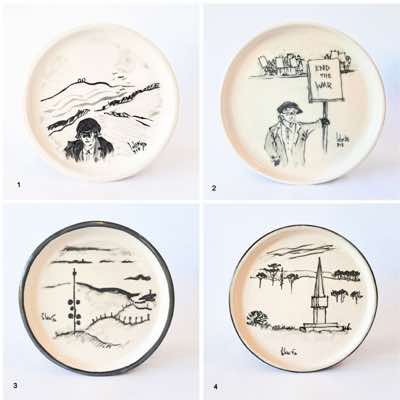 Eve & Brian Lalor - Four Handpainted stoneware Plates - €120 - €140 each