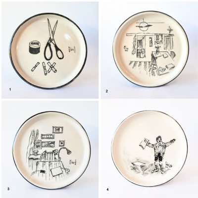 Eve & Brian Lalor - Four Handpainted stoneware Plates - €120 - €140 each