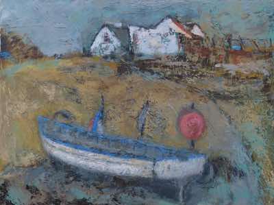Christine Thery - Blue Barrel Series - The Pink Window - Oil on canvas - Oil on canvas - 66 x 101 cm - €3,200<br/><br/>