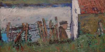 Christine Thery - Blue Barrel Series - The Long Road - oil on canvas - 50 x 100 cm - €2,500