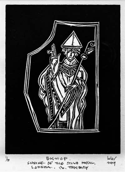 Brian Lalor - Bishop, Shrine of Stowe Missal - 1 of 10 - linocut - 30 x 21 cm - €200