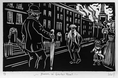 Brian Lalor - Bloom in Eccles Street - 1 of 5 - linocut - 42 x 42 cm - €300 - SOLD