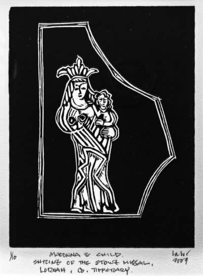 Brian Lalor - Madonna and Child - Shrine of Stowe Missal - 1 of 10 - linocut - 30 x 21 cm - €200