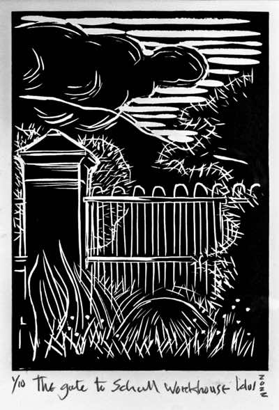 Brian Lalor - The Gate to Schull Workhouse - 1 of 10 - linocut - 30 x 21 cm - €200