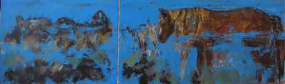 Christine Thery - Calf Island Sea Horse - oil on canvas - diptych 60 x 200 cm - €4,000 
