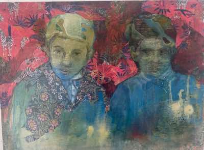Mary Galvin - The Dreamers - mixed media on wooden panel -30 x 40 cm - €350
