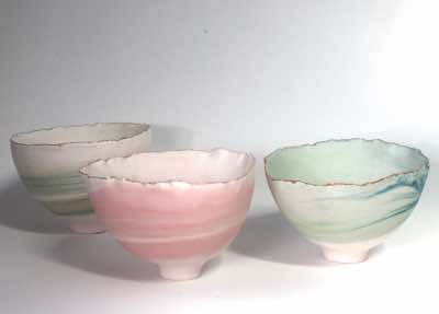 Nicola Kelly - Seabowls x 3 - porcelain - 6 x9 cm - €295 for 3 or €100 each