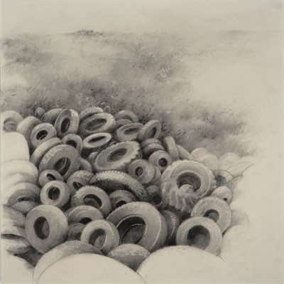 Johanna Connor - No more miles - drawing - 30 x 30 cm framed - €920
