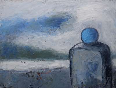 Christine Thery - The Watcher - oil on wood - 30 x 36 cm - €600