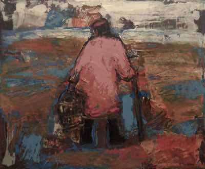 Christine Thery - Those were the Days - The Well - mixed media on canvas - 25 x 39 cm - €600