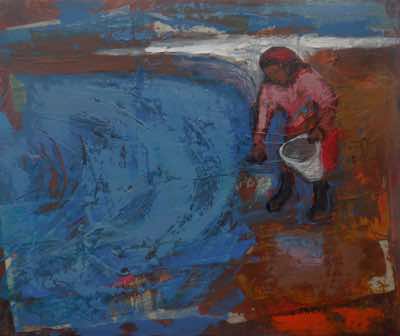 Christine Thery - Those were the Days - Winkling - mixed media on canvas - 25 x 30 cm - €600