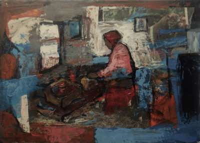Christine Thery - Those were the Days - Messages - mixed media on canvas - 25.5 x 36 cm - SOLD