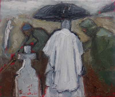Christine Thery - Winter Funerals - The Good Earth - oil on canvas - 26 x 30 cm - €600