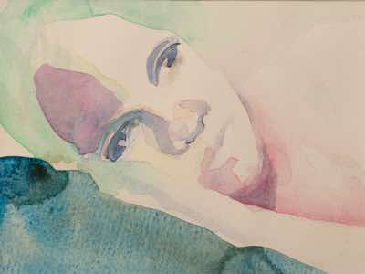 Siobahn O'Leary - Pearl Resting- watercolor on paper - 25 x 30 cm  - €170