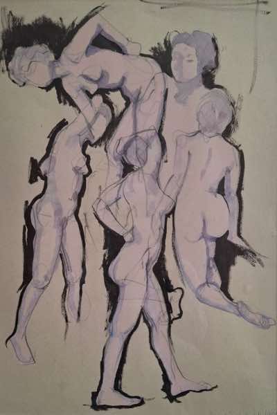 Damaris Lysaght - Quick Poses I - mixed media on paper - 48x32 - €325