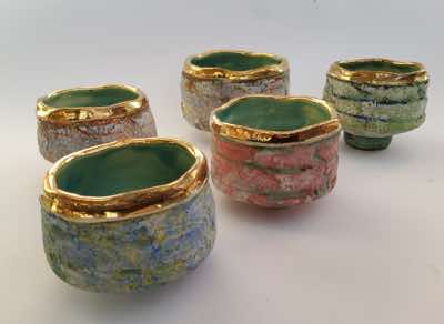 Jim Turner - Gold Rimmed Tea Bowls - 8 x 6 cm - €95 each