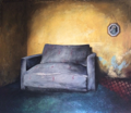 JANET MURRAN - The Red Lino & faded Carpet - acrylic/charcoal and graphite on paper - 70 x 62 cm - €650