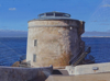 JOHN DOHERTY ~ Martello Tower , Sutton, Dublin - acrylic on linen - 40 x 30 cm - NFS