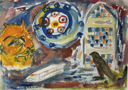 JULIE KELLEHER - Hawk at Abydos - watercolour - 21 x 27 cm - €300