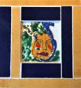 JULIE KELLEHER - Portrait of an Artist - enamel and ceramic on wood - €200