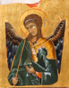 LYNDA MILLER - BAKER - Archangel Gabriel - egg tempera on wood - 36.5 x 28.5 cm - €600